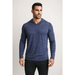 VRST Men’s Heathered Navy Lightweight Performance Hoodie Long Sleeve Stretch Top
